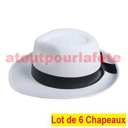 LOT A PRIX PRO: 6 Chapeaux Borsalino blanc, Gangster, Prohibition, Mafia, 