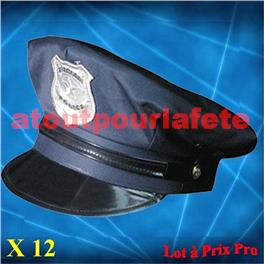 LOT A PRIX PRO: 12 Casquettes de Policier adulte LOT A PRIX PRO: 12 Casquettes de Policier adulte