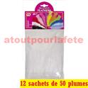 LOT A PRIX PRO: 12 sachets de 50 Plumes Blanches 10cms