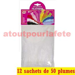 LOT A PRIX PRO: 12 sachets de 50 Plumes Blanches 10cms (palette de dinde) 