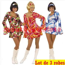 LOT A PRIX PRO: 3 Robes Sixties-Seventies, Déguisement 1960-1970 (F) 