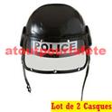 LOT A PRIX PRO: 2 Casques de Policier adulte avec visiere de protection