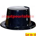 Lot de 12 Chapeaux Haut de Forme Noir,"Rocambole" (plastique)