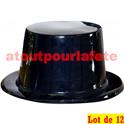 LOT A PRIX PRO: 12 Chapeaux Haut de Forme Noir,"Rocambole" (plastique)