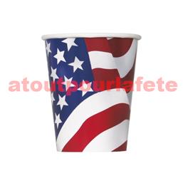 Lot de 8 gobelets 27cl Drapeau americain, Usa, Etat Unis