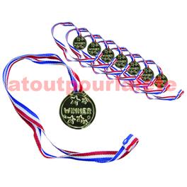 Sachet de 8 Médailles dorées avec rubn tricolore Sachet de 8 Médailles dorées avec rubn tricolore