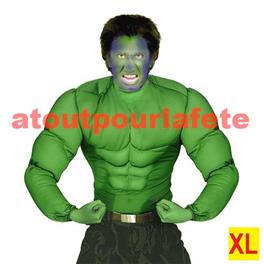 Chemise de déguisement de Hulk, "Muscle Vert" adulte XL