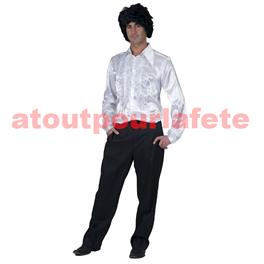 Chemise Disco Blanche à Jabot (H) Chemise Disco Blanche à Jabot (H)