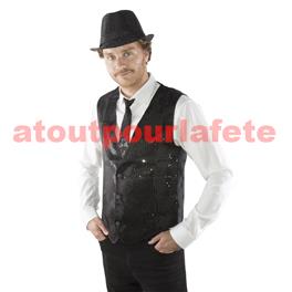 Gilet disco a paillettes argent (T.U)