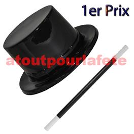 Set de Magicien 1er prix Chapeau plastique + Baguette magique Set de Magicien 1er prix Chapeau plastique + Baguette magique