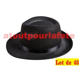 LOT A PRIX PRO: 48 Chapeaux Borsalino noir, Gangster, Prohibition, Mafia, 