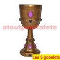 Lot de 6 Gobelets de roi, Calice, Saint Graal,