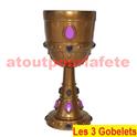 Lot de 3 Gobelets de roi, Calice, Saint Graal,