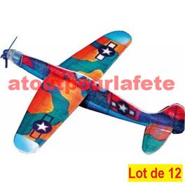 Boite de 12 Avions planeur polystyrene 20cm (modèle panachés)