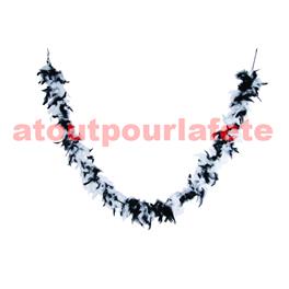 Boa cruella d'enfer en plumes 2 tons blanc-noir 50gr 180cms Boa cruella d'enfer en plumes 2 tons blanc-noir 50gr 180cms
