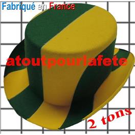 Chapeau Haut de Forme bicolore Vert / Blanc adulte T57 Chapeau Haut de Forme bicolore Vert / Blanc adulte T57