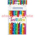 8 cartes d'invitation gouter d' anniversaire + enveloppes