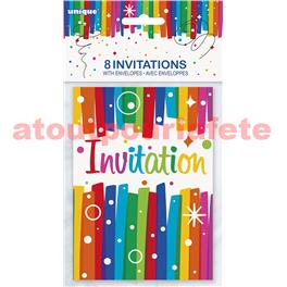 8 cartes d'invitation gouter d' anniversaire + enveloppes