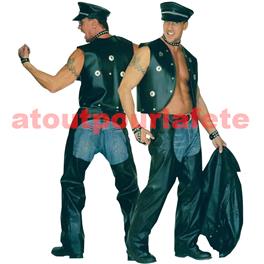 CHAPS NOIRES SIMILI CUIR TAILLE M