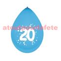 Sachet de 10 Ballons Jubilé "20"  25cms couleur assorties