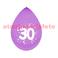 Sachet de 10 Ballons Jubilé "30"  25cms couleur assorties