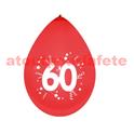 Sachet de 10 Ballons Jubilé "60"  25cms couleur assorties