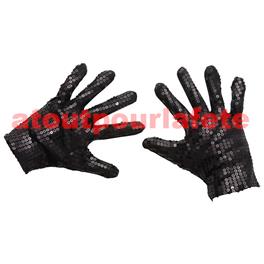 Gants michael jackson a sequins Noir (la paire)