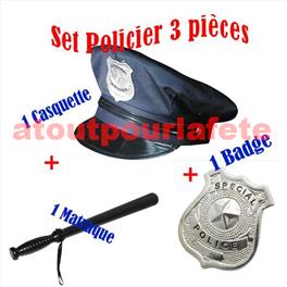 Set de déguisement Policier 3pièces Set de déguisement Policier 3pièces