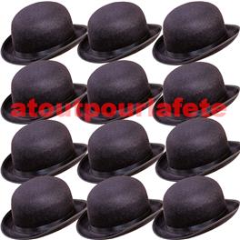 Lot de 12 CHAPEAUX MELON NOIR Lot de 12 CHAPEAUX MELON NOIR