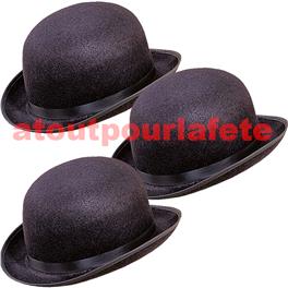 Lot de 3 CHAPEAUX MELON NOIR pas cher