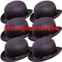 Lot de 6 CHAPEAUX MELON NOIR ADULTE pas cher