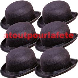 Lot de 6 CHAPEAUX MELON NOIR pas cher