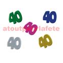 Confetti de Table Anniversaire chiffre "40" multicolore 1,2cm (sachet de 10Grs)