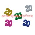 Confetti de Table Anniversaire chiffre " 20" multicolore (sachet de 10Grs)