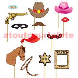 SET "PHOTOBOOTH" COW BOY 12 PIÈCES SET "PHOTOBOOTH" COW BOY 12 PIÈCES