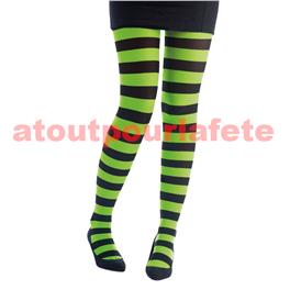 Collant rayé noir et vert