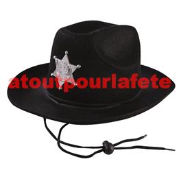 Chapeau de Shérif, Cow-boy noir Chapeau de Shérif, Cow-boy noir