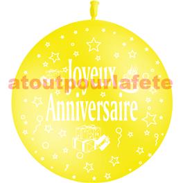 Ballon géant Ø80cms "Joyeux anniversaire" (Décoré Tout autour)