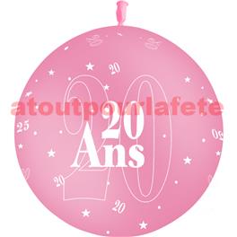 Ballon géant Anniversaire 20ans Ø86cms "Rose"