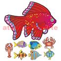 Set de 8 décorations marine (crustacés et poissons) 40 cm -