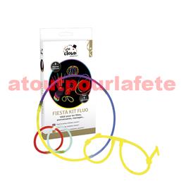Kit Fiesta Lumineux (10Bracelets + 5lunettes + 5 pailles (coloris assortis) Kit Fiesta Lumineux (10Bracelets + 5lunettes + 5 pailles (coloris assortis)