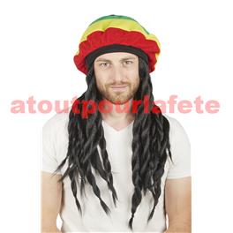 Bonnet Rasta Bob Marley avec perruque