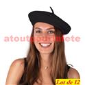 LOT A PRIX PRO:  12 Bérets Basque noir (feutrine)