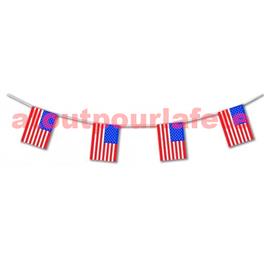 Guirlande drapeaux usa, Etats unis d'Amerique 10m, pour decoration de salle Guirlande drapeaux usa, Etats unis d'Amerique 10m, pour decoration de salle
