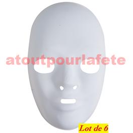 Masque Blanc a peindre ou a decorer pour adulte (sachet de 6)