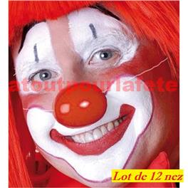 Lot de 12 Nez de Clown avec elastique (plastique)