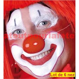 Sachet de 6 Nez de Clown avec elastique (plastique) Sachet de 6 Nez de Clown avec elastique (plastique)