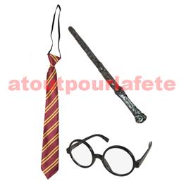 Set de deguisement Harry Potter (Cravate-Lunette-Baguette)