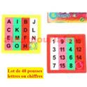 Lot de 48 pousse lettres ou chiffres pour lot de kermesse ou anniversaire (plastique)