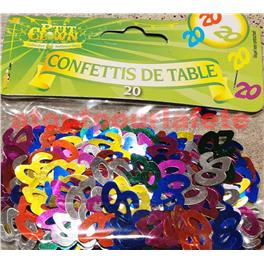 Confetti de Table Anniversaire chiffre "20" multicolore (sachet de 10Grs)